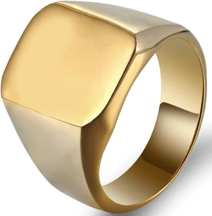Stainless Steel Signet Ring Black Silver Gold Classical Cocktail Husband Father Valentine | Amazon (US)