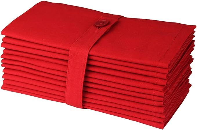 COTTON CRAFT Red Christmas Napkins, 12-Pack - Soft, Washable 100% Cotton Dinner Napkins for Holid... | Amazon (US)