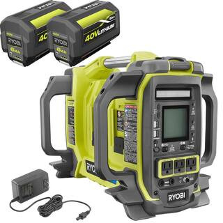 40V 1800-Watt Portable Battery Power Station Inverter Generator and 4-Port Charger with (2) 6.0 A... | The Home Depot