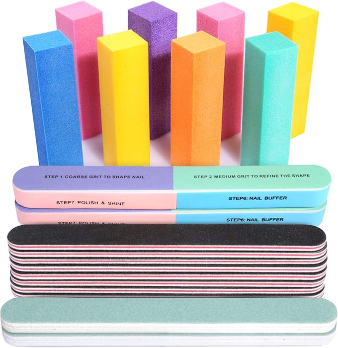 FANDAMEI Nail Files and Buffers, 20PCS Nail File Kit. Rectangular Nail Buffer Block & 100/180 Gri... | Amazon (US)