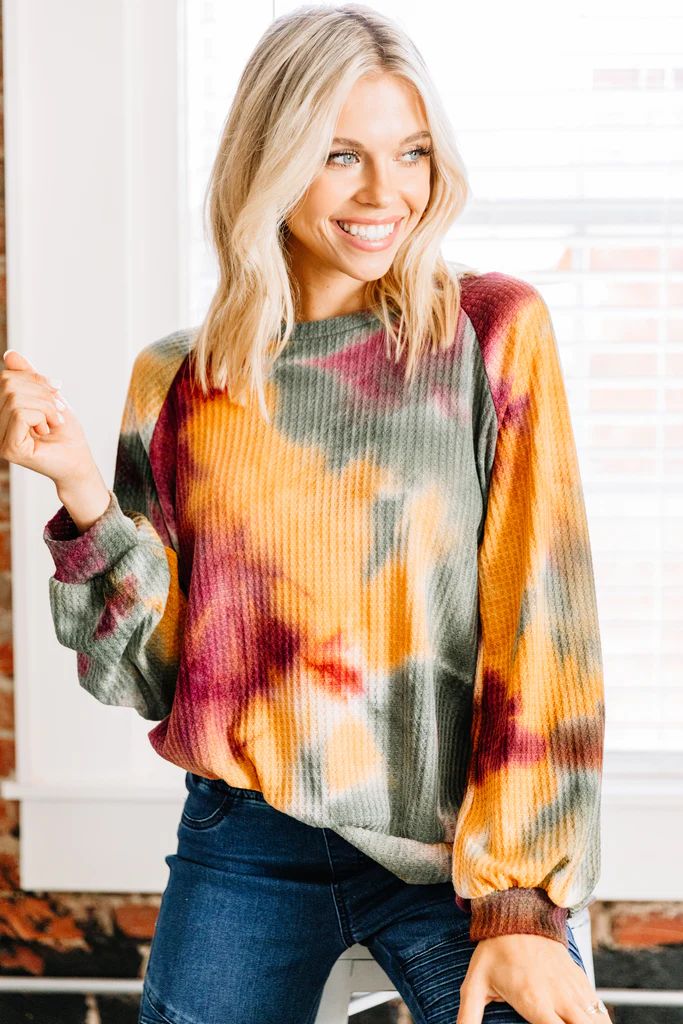 Straight Ahead Wine Red Tie Dye Sweater | The Mint Julep Boutique