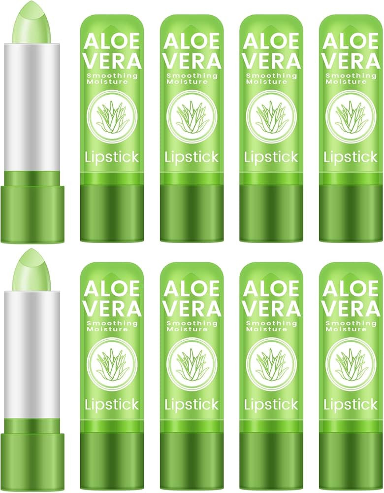 Ownest 10 Pcs Aloe Vera Lip Balm, PH Color Changing Lipstick, Change from Green to Natural Pink, ... | Amazon (US)