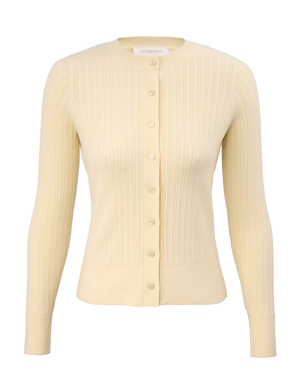 ZIMMERMANN Ribbed Knit Cardigan Sweater Butter Yellow Size 2 | ZIMMERMANN (US, CA, EU, MENA)