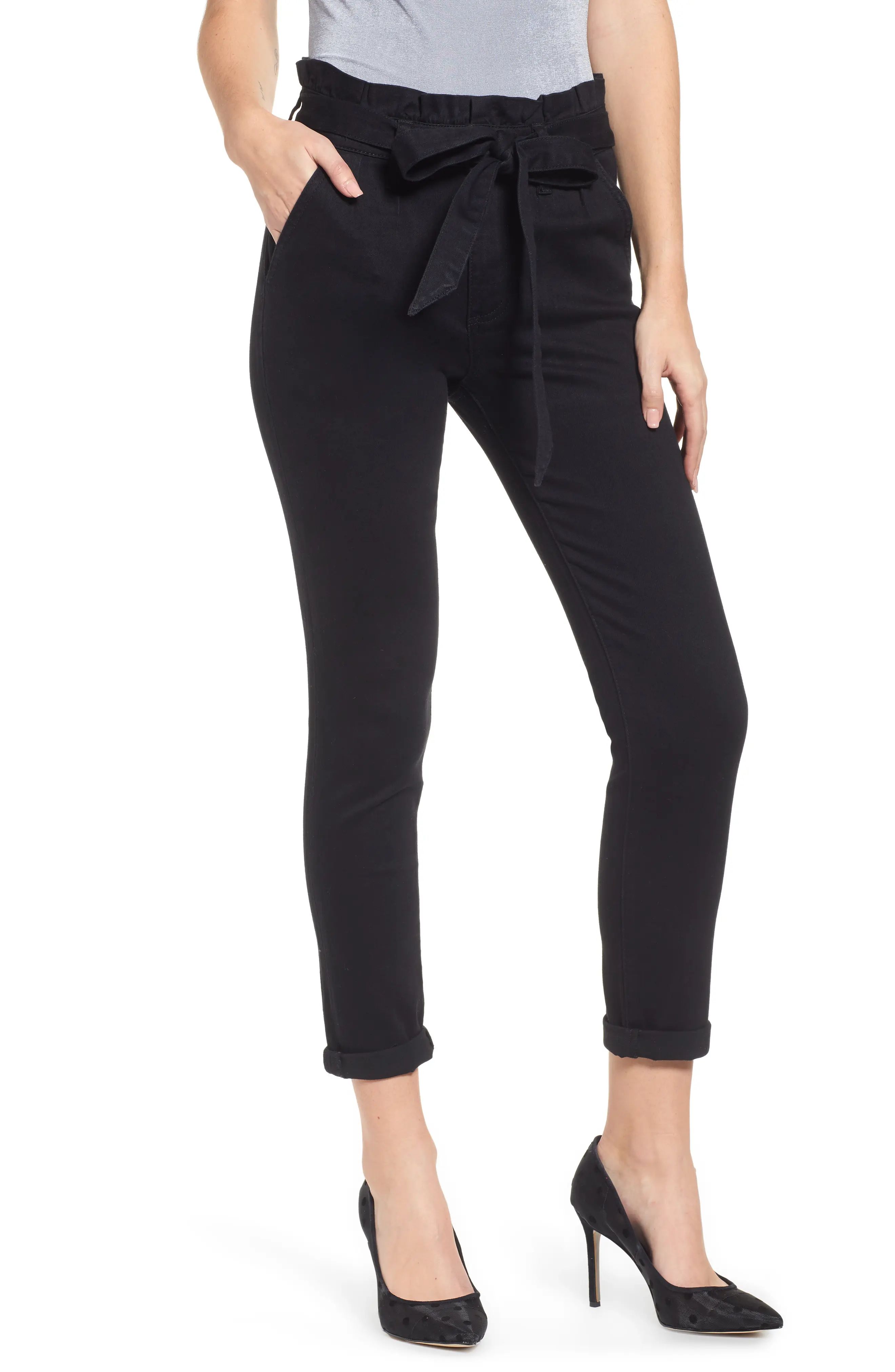Women's Prosperity Denim Paperbag Waist Skinny Jeans, Size 31 - Black | Nordstrom