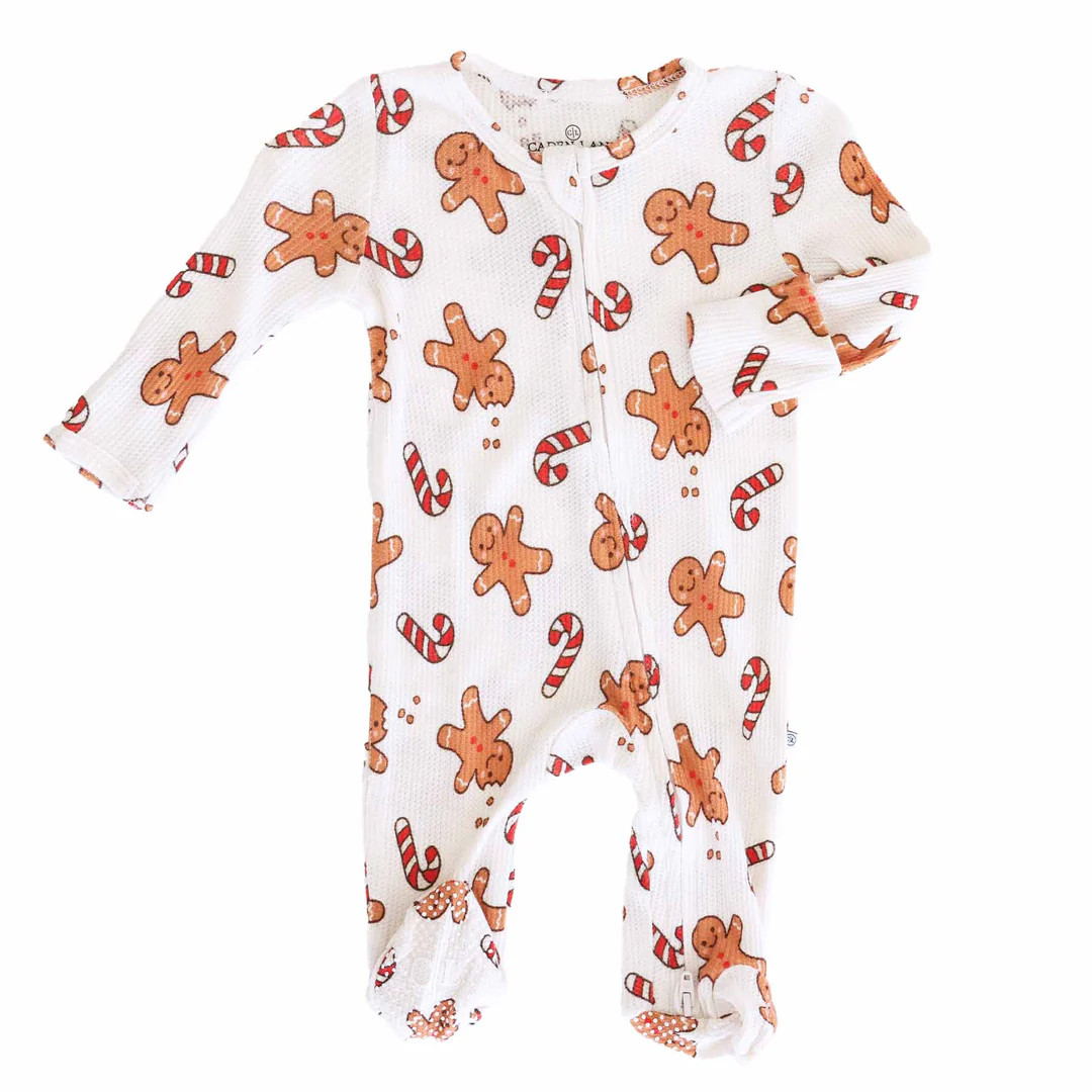 Christmas Bamboo Waffle Zipper Footies | Caden Lane