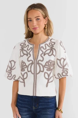 White Embroidered Top by THML | Avara