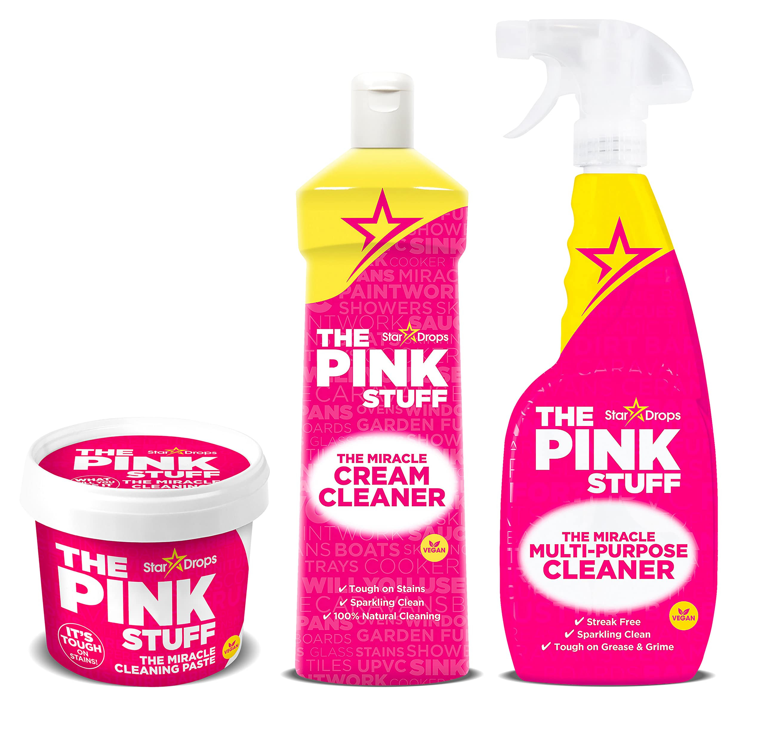 Stardrops - The Pink Stuff Miracle Cleaning Paste, Multi-Purpose Spray, And Cream Cleaner 3-Pack ... | Amazon (US)