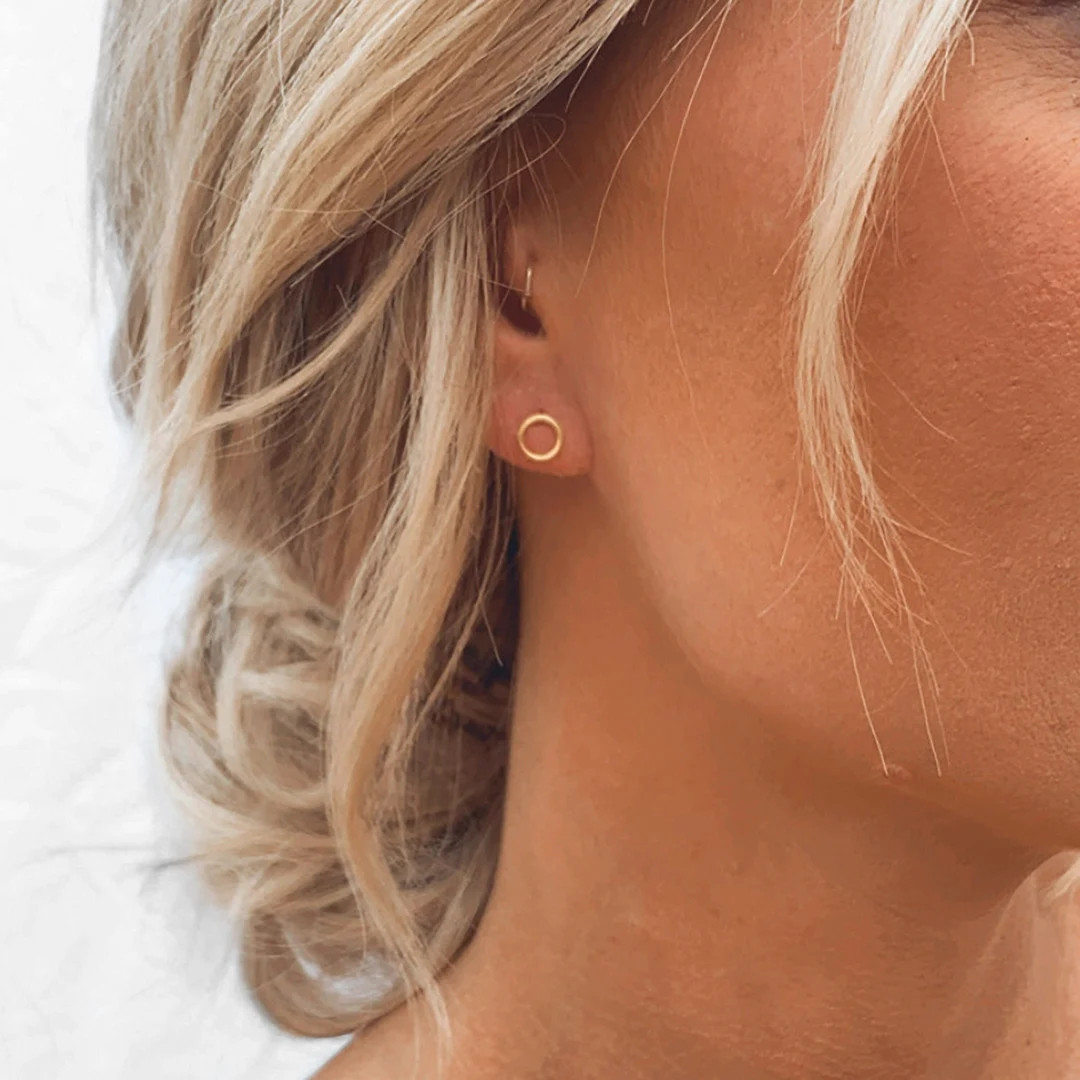 Open Circle Stud Earrings • Minimalist Earrings • Open Circle Earrings • Dainty Earrings ... | Etsy (US)