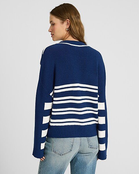 Relaxed Striped V-neck Cardigan | Express