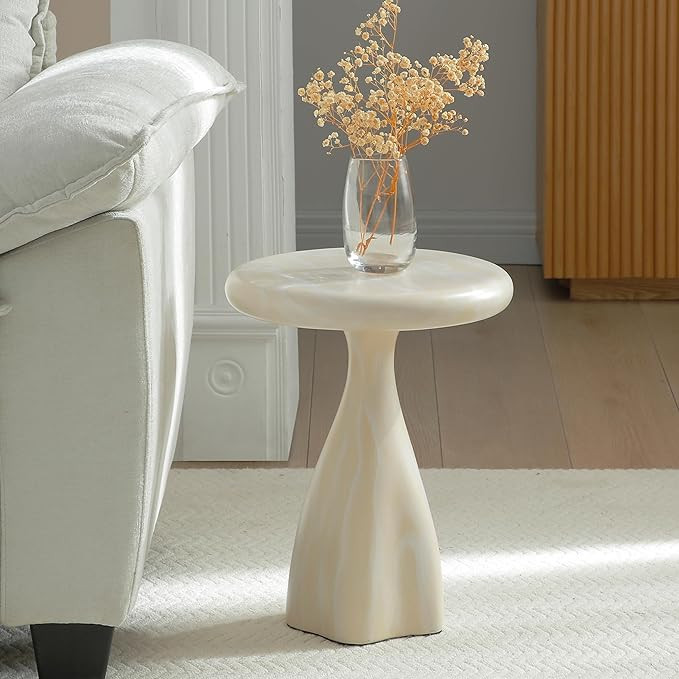 Round Side Table, Modern Contemporary Small Coffee End Table for Living Room, Fiberglass Finish N... | Amazon (US)