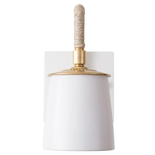 Ro Sham Beaux Katy Coastal Beach White Ceramic Brass Metal Armed Sconce | Kathy Kuo Home