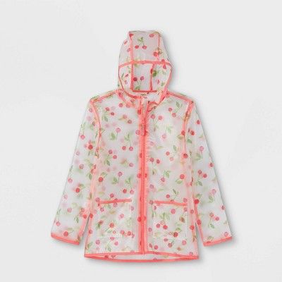 Girls' Cherry Print Rain Jacket - Cat & Jack™ Pink | Target