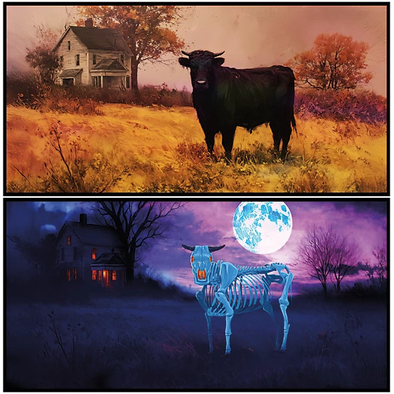 Red Shed  24.52 in. Framed Cow Lenticular Halloween Wall Art | Tractor Supply
