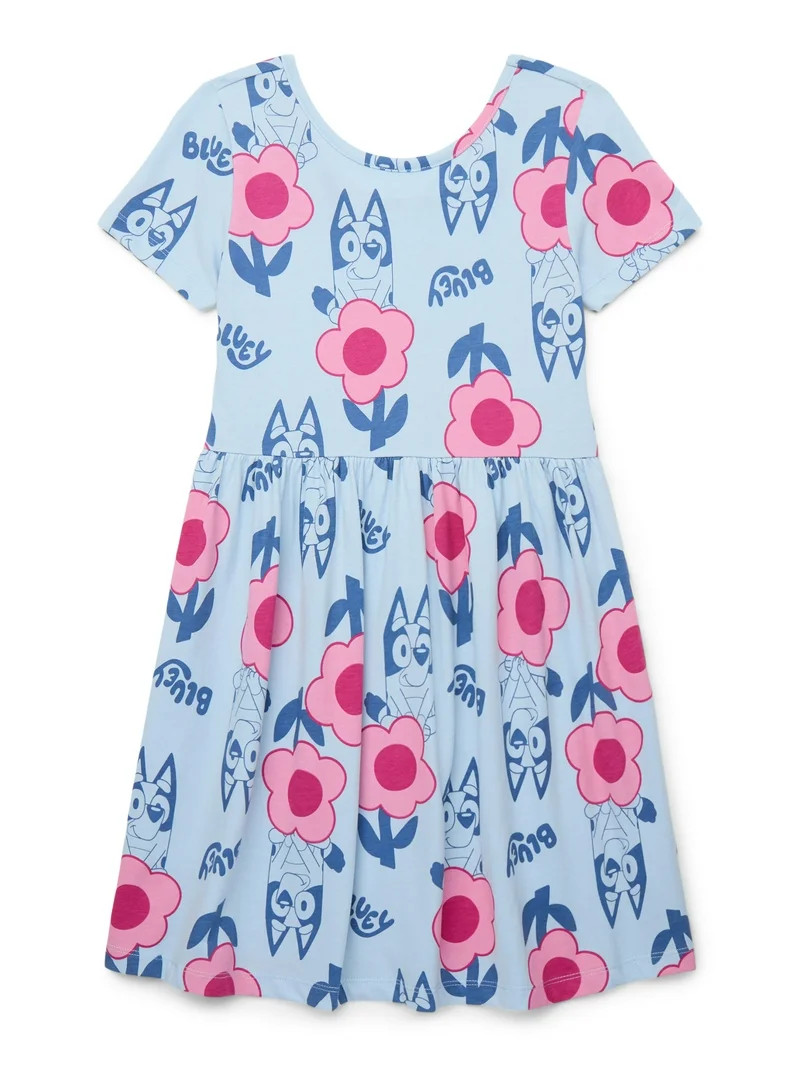 Bluey Girls' Allover Print Dress with Short Sleeves, Sizes 4-12 | Walmart (US)