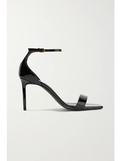 SAINT LAURENT - Amber Patent-leather Sandals - Black | NET-A-PORTER (US)