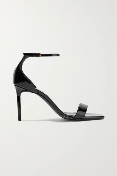 SAINT LAURENT - Amber Patent-leather Sandals - Black | NET-A-PORTER (US)