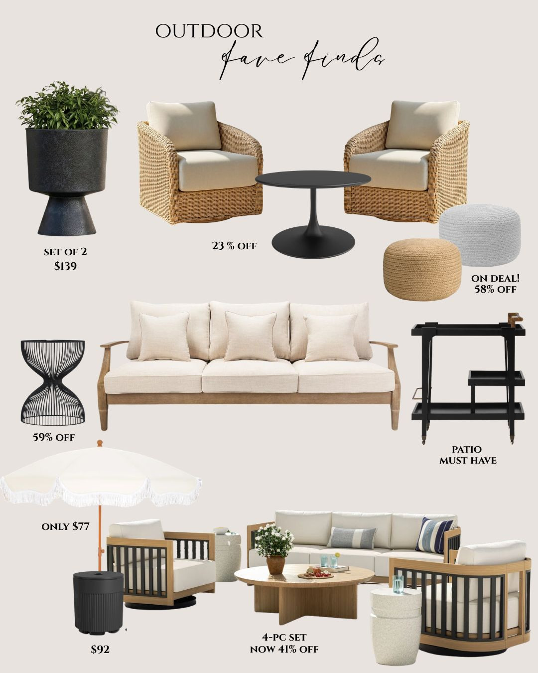 #Ad- Make your patio look designer for less by shopping @Wayfair! These pieces look incredible. They look so high end but for a great price!
#wishyouwerehere, #outdoor, #Wayfair, #WayfairPartner 

 

#LTKSeasonal #LTKHome #LTKSaleAlert
