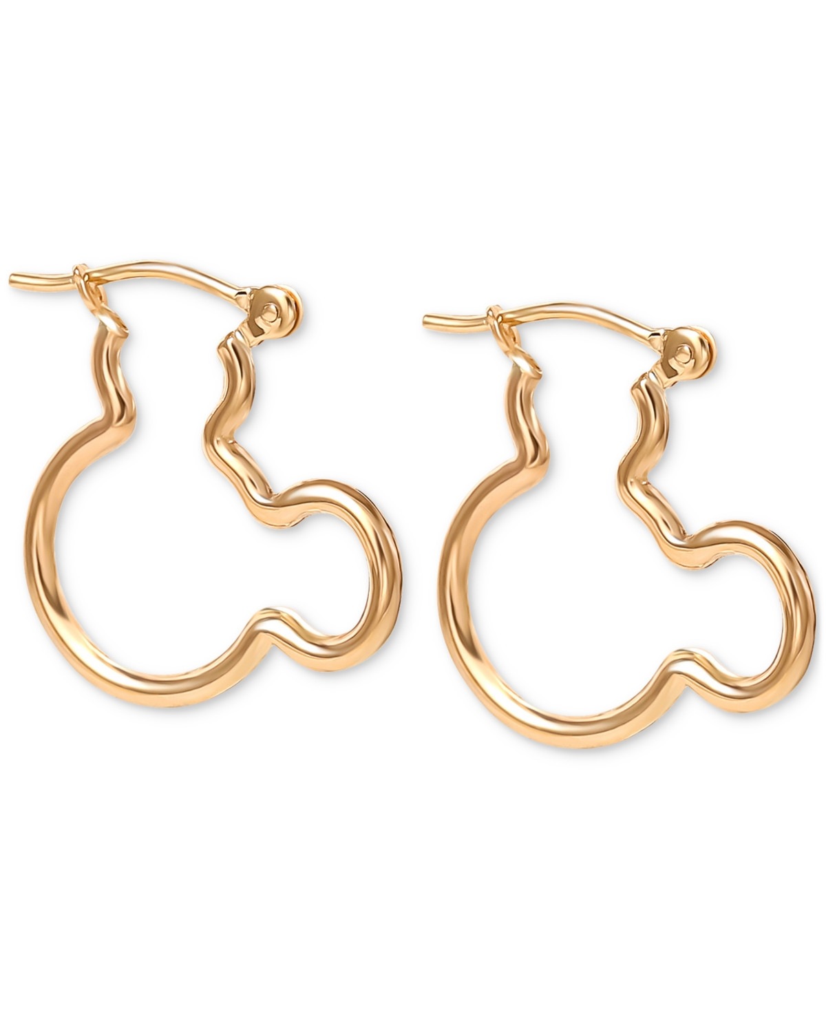 Disney Mickey Mouse Silhouette Small Hoop Earrings in 10k Yellow Gold (3/4") - Gold | Macy's