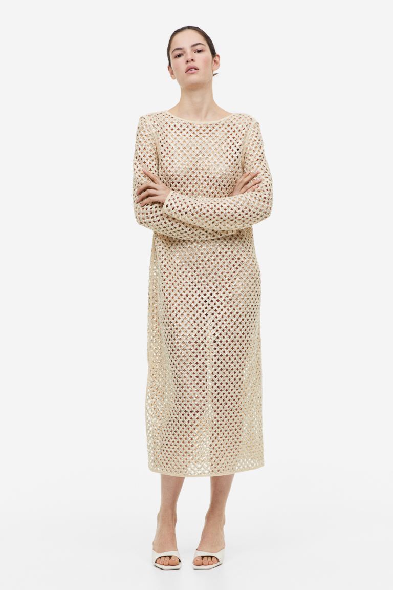 Sequined hole-knit dress | H&M (UK, MY, IN, SG, PH, TW, HK)
