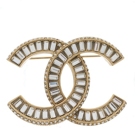 CHANEL Baguette Crystal CC Brooch Gold | FASHIONPHILE (US)