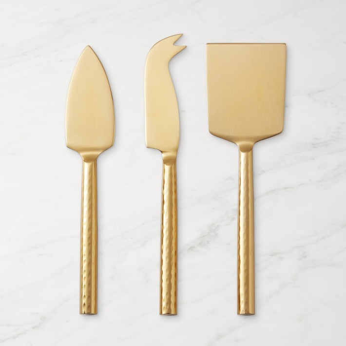 Antique Brass Hammered Cheese Knives, Set of 3 | Williams-Sonoma