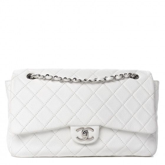 CHANEL Caviar Quilted Flap White | Fashionphile