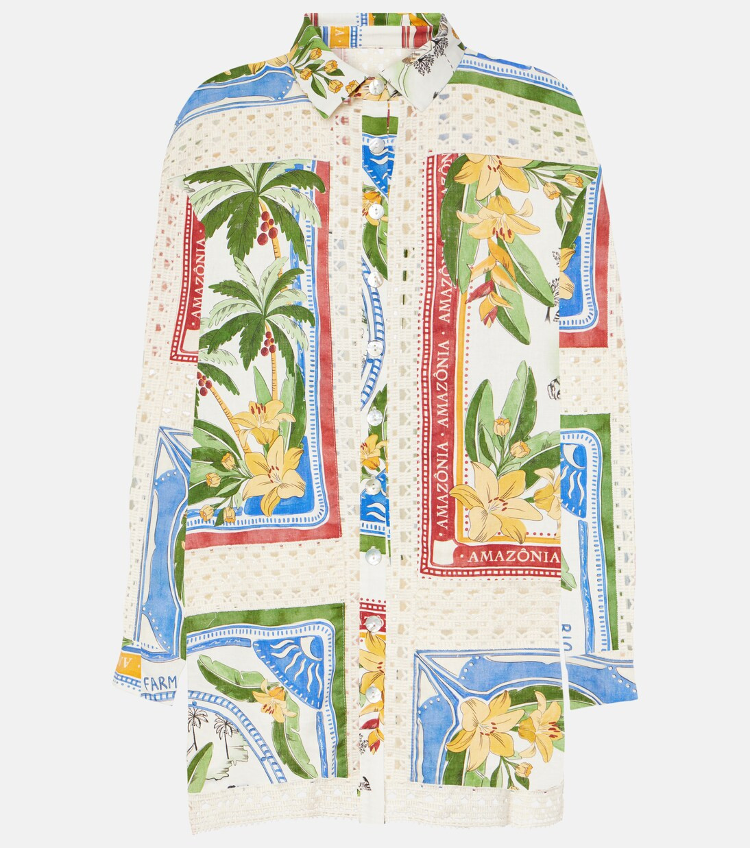 Tropical Destination linen-blend crochet shirt | Mytheresa (US/CA)