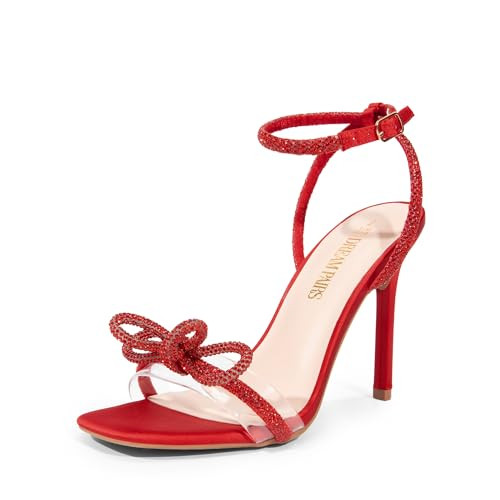 DREAM PAIRS Women's Double Bowknots Crystal Sandals Clear Slingback Heels Square Toe Shoes for Pa... | Amazon (US)