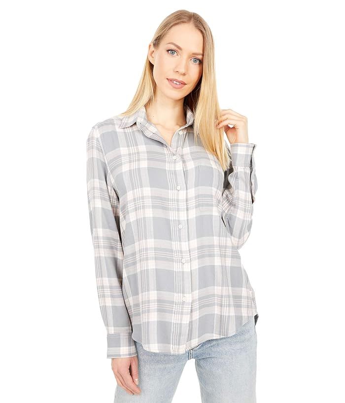 Lucky Brand Relaxed Flannel Shirt (Grey Multi) Women's Clothing | Zappos
