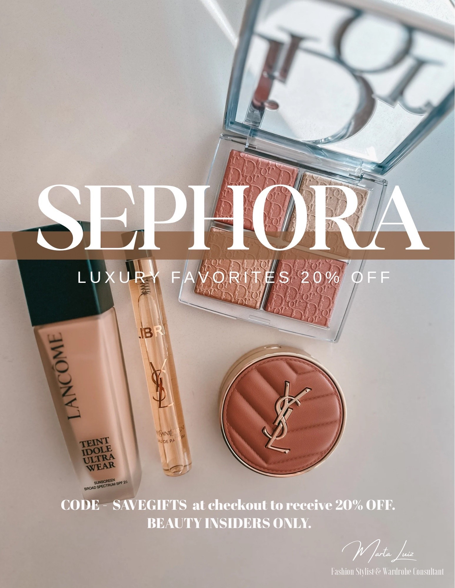 Sephora Savings Event for beauty insiders only. #sephorahaul #sephoraluxurymakeup #diormakeup #yslmakeup

All Sephora Collection 30% off
Beauty Insiders members 20% off. 
Promotion Code: SaveGifts - one-time use. 

#LTKHoliday #LTKGiftGuide #LTKBeauty