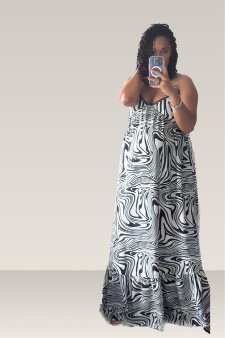 Printed boho maxi dress
Kurt Geiger slides 

#LTKbump #LTKSeasonal #LTKstyletip