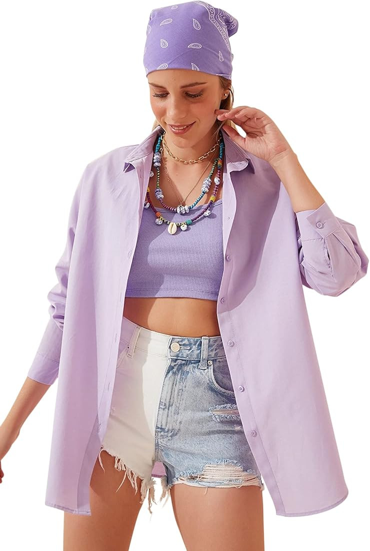 BIG DART Oversized Button Down Shirts for Women, Dressy Casual Long Sleeve Blouses Summer Tops Tu... | Amazon (US)