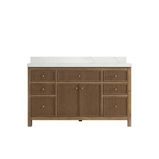 Willow Collections Sonoma Teak 60 in. W x 22 in. D x 36 in. H Single Sink Bath Vanity in Dark Tea... | The Home Depot