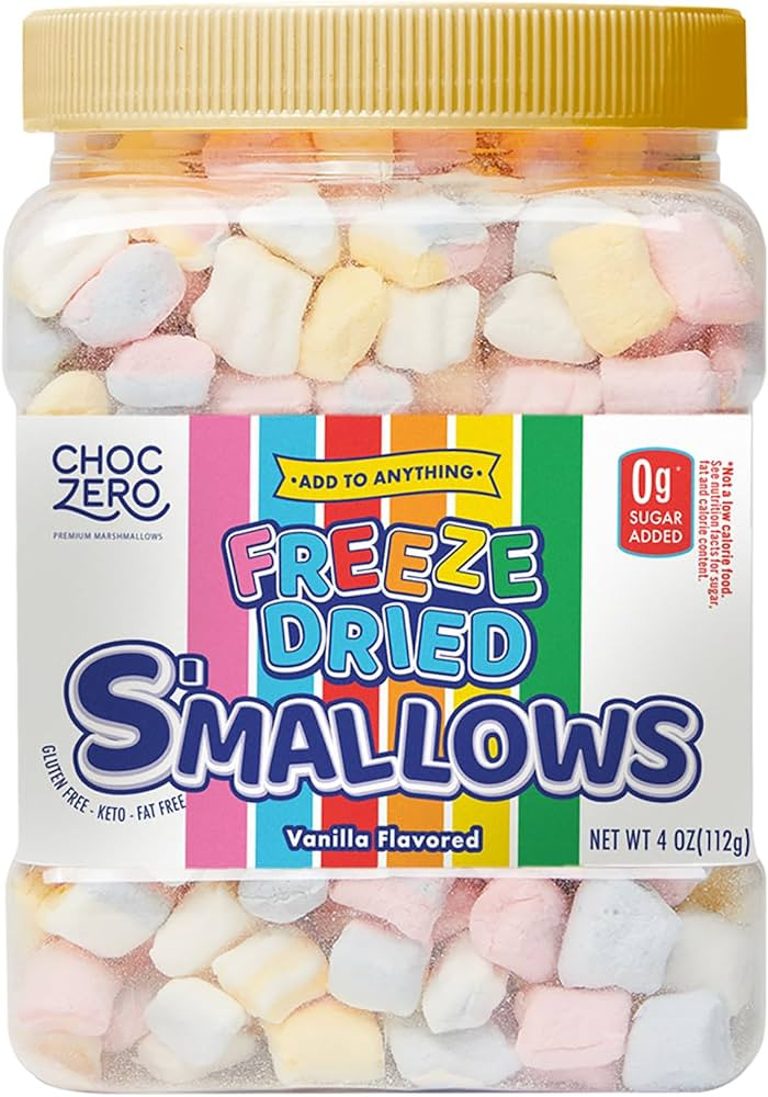 ChocZero Freeze Dried Marshmallow Bits, Sugar Free, High Fiber, Fun Shapes for Low Carb Baking, Keto Ice Cream and Cereal Topping, 4 Ounce (Pack of 1) | Amazon (US)