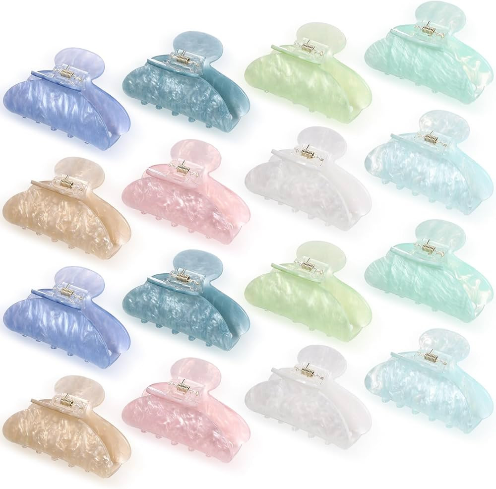 16 Pcs Large Acrylic Hair Claw Clips Bulk for Women Christmas Birthday Gift Fashion French Style ... | Amazon (US)