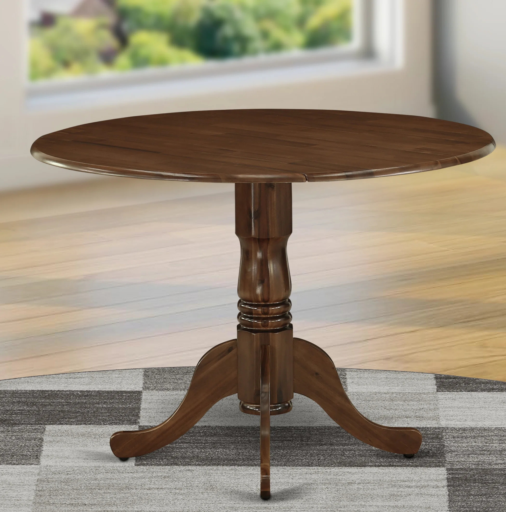Winston Porter Silvas 42'' Extendable Drop Leaf Acacia Solid Wood Pedestal Dining Table & Reviews... | Wayfair North America