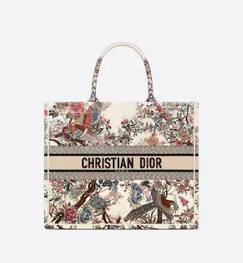 Large Dior Book Tote Ecru Multicolor Dior Jardin d'Hiver Embroidery (42 x 35 x 18.5 cm) | DIOR | Dior Couture