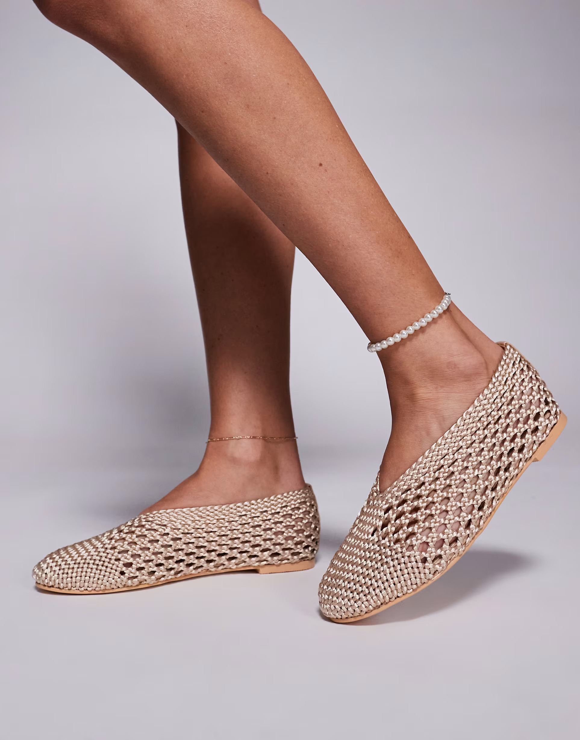 Public Desire Wide Fit  Dylan woven ballet flats in cream | ASOS (Global)