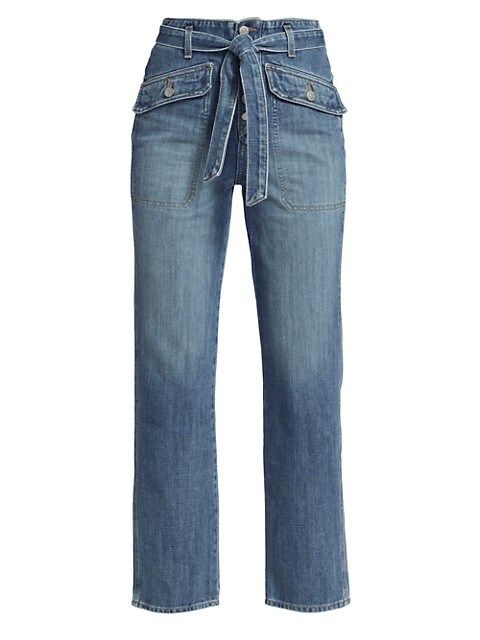 Veronica Beard Rinley High-Waisted Belted Straight-Leg Jeans | Saks Fifth Avenue