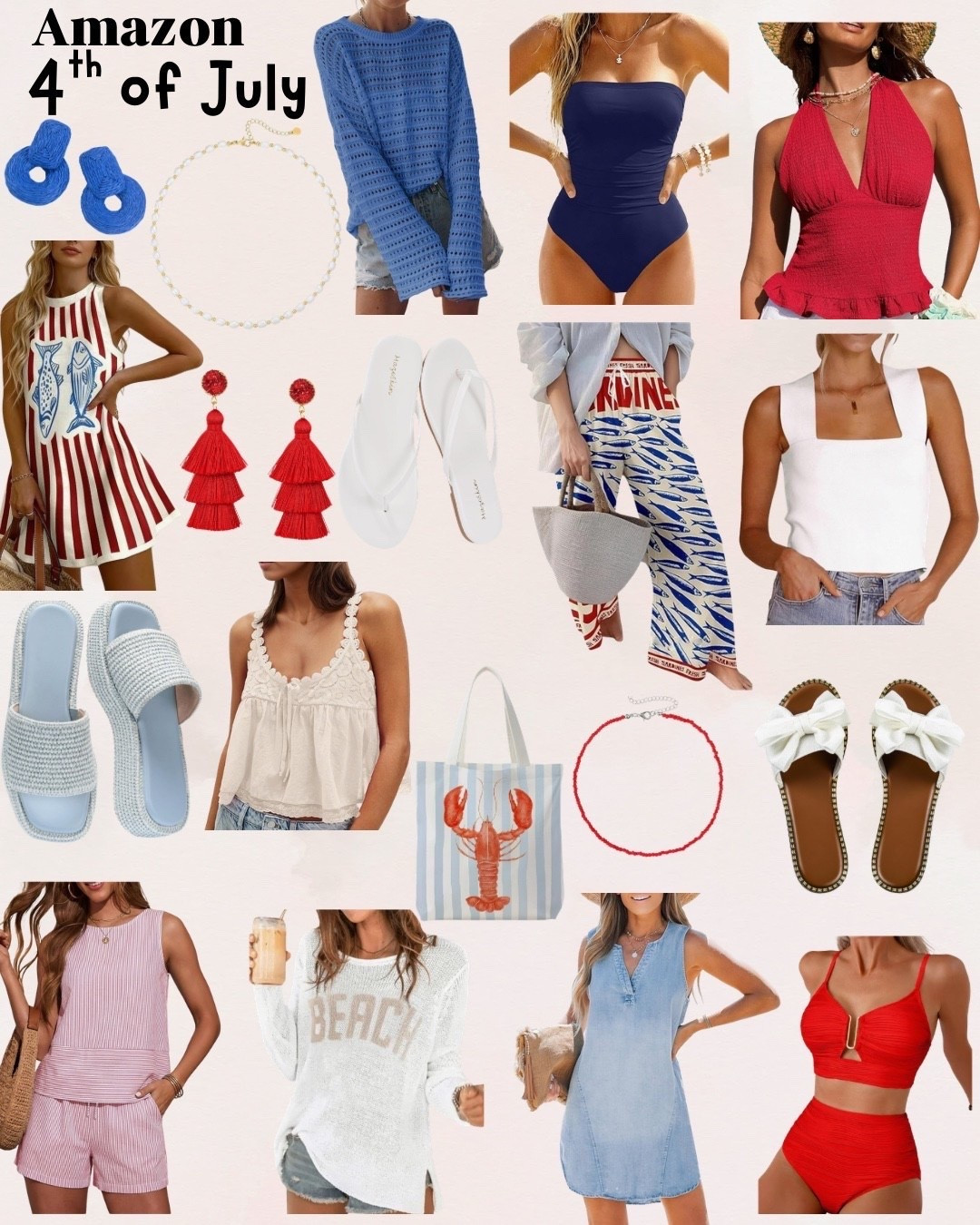 4th of July part outfits. 4th of July women's outfits. Red, white and blue outfits. Red bikini. Blue gingham. Red gingham. White outfit. Lobster top. Lobster dress. Denim shorts. Pool party outfit. Beach party outfit. Summer party outfit. Amazon summer outfits for women

#LTKTravel #LTKSwim #LTKSeasonal