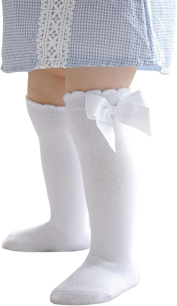 Zando Baby Girl Cotton Knee High Socks - Cute Ruffle Socks for Toddler Girls, Infant Uniform Stoc... | Amazon (US)