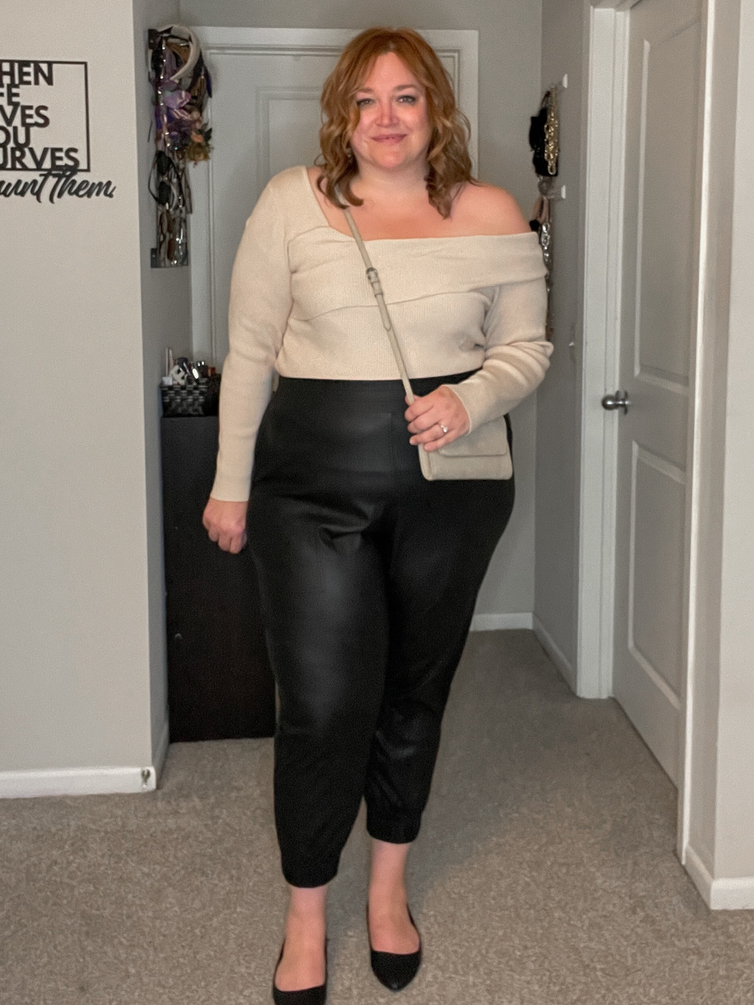 This Amazon sweater has been a favorite for a couple years (also have it in black). I’m wearing the XL as a US 16/18

Joggers old from Calia - Fashion Nova has similar and linking some others below.