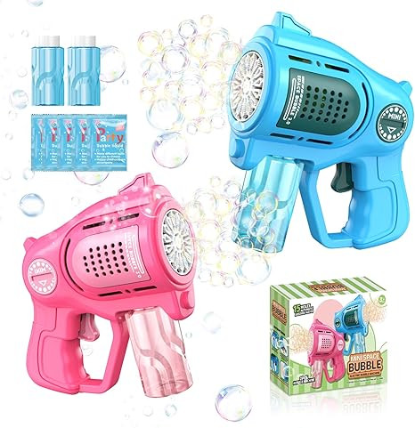 2-Pack Bubble Gun for Toddlers 1-3 Kids 4-8, 15-Holes Automatic Bubble Machine Blower Blaster Mak... | Amazon (US)