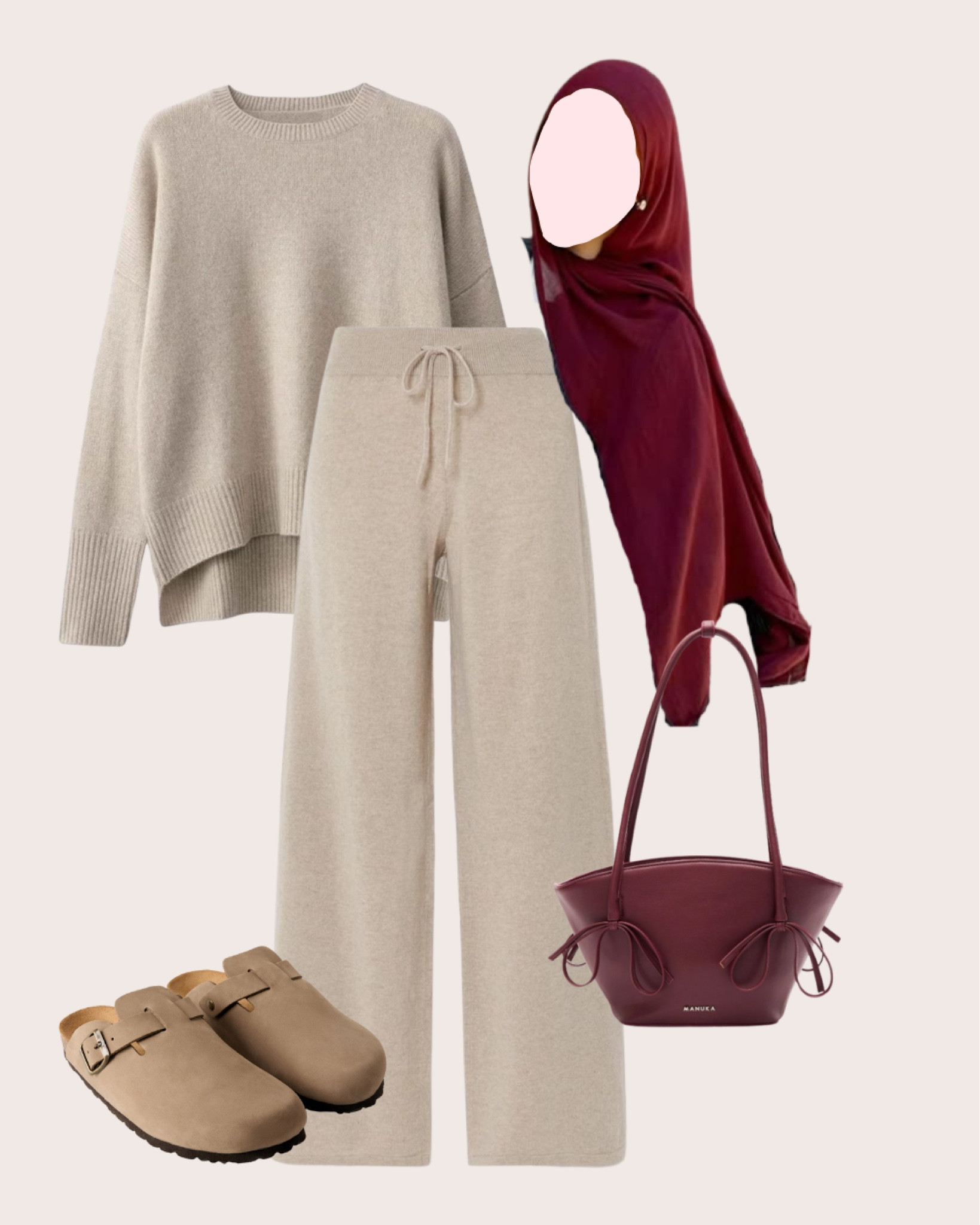Casual beige set sweatpants outfit ideas for this fall winter look 