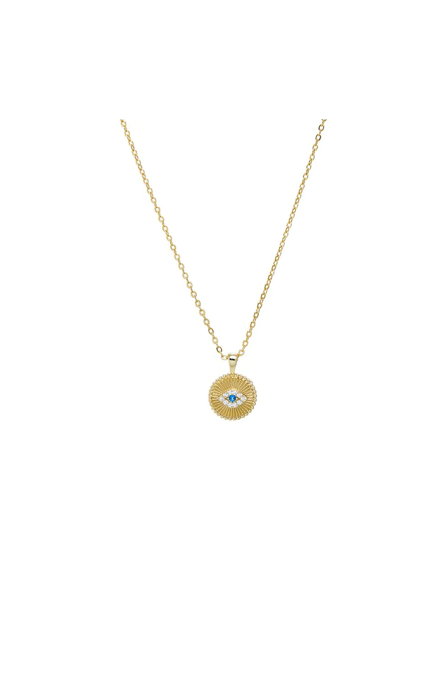 CZ Evil Eye Disc Pendant Necklace | Nordstrom