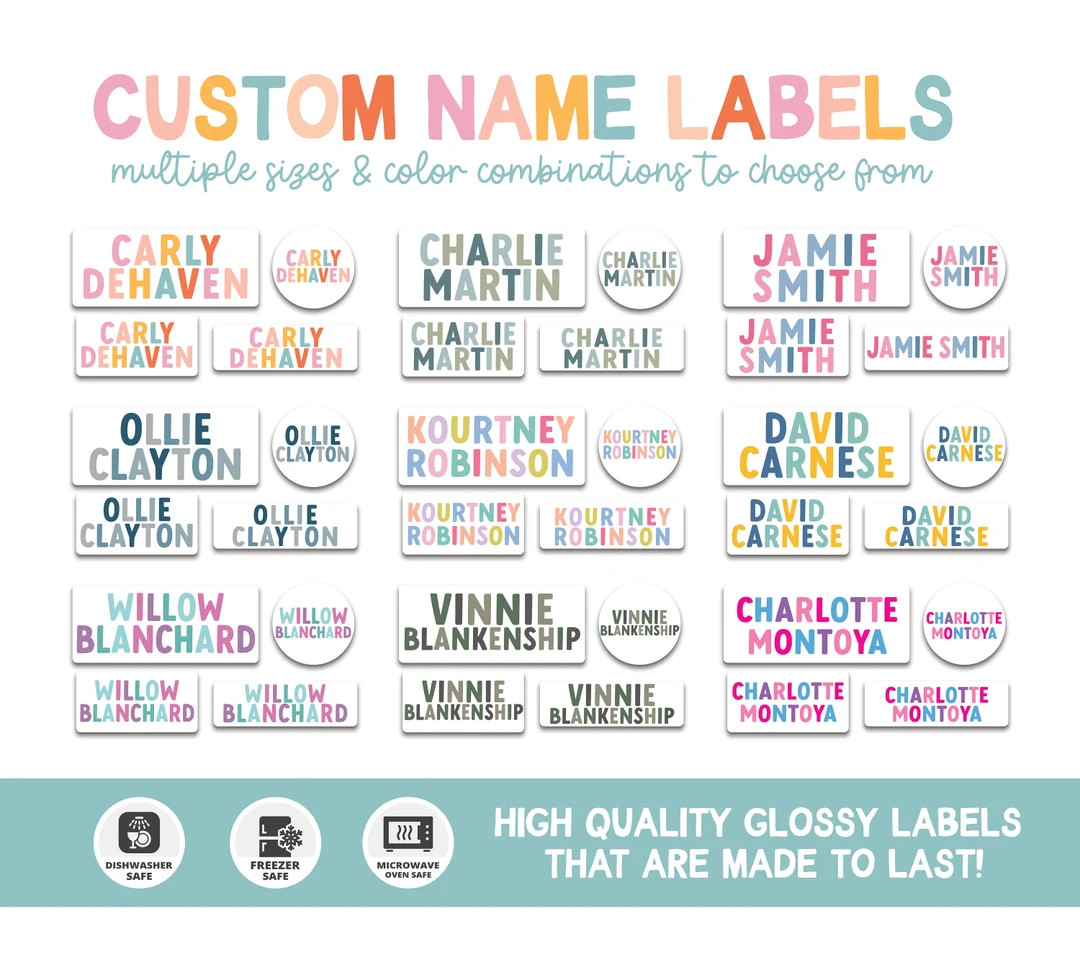 Back to School Labels, School Supplies, Name Labels, Daycare Labels, Waterproof Labels, Personali... | Etsy (US)