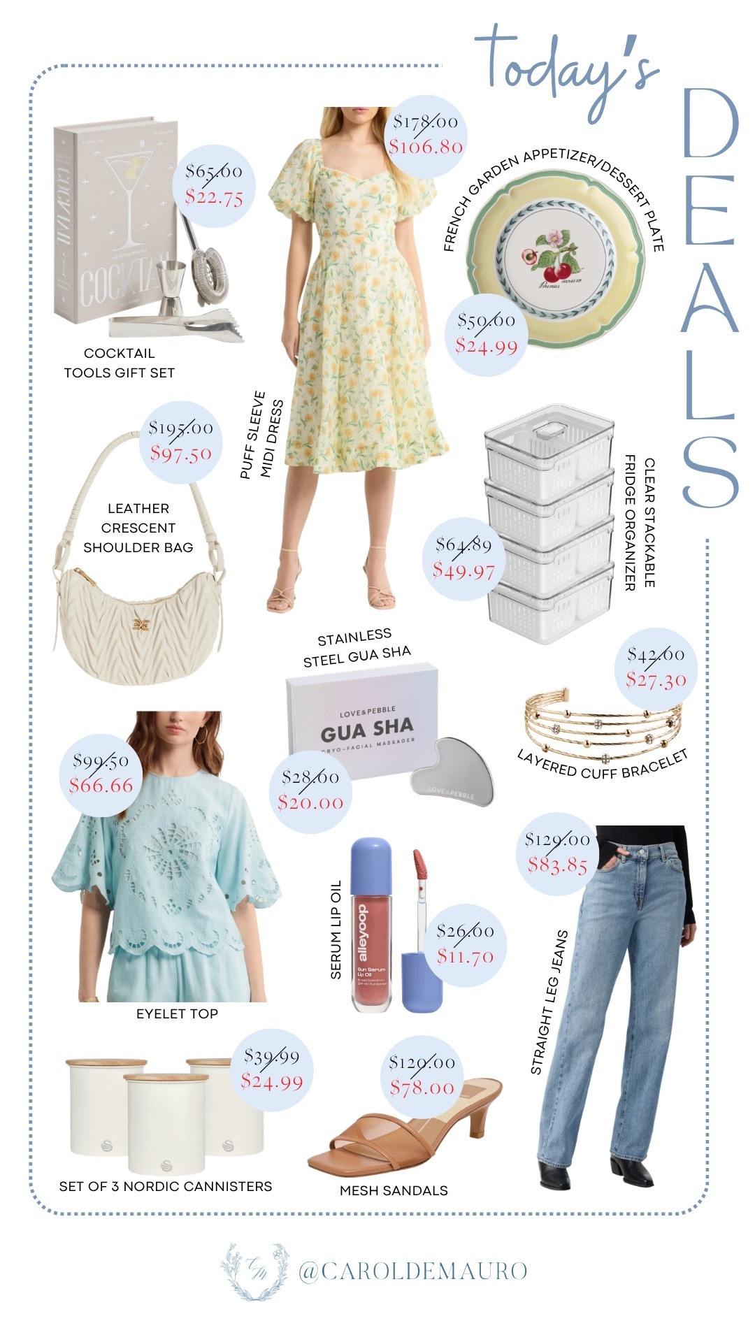 Today's deals are too good to scroll past — from chic summer fashion to home organization finds, I've rounded up everything worth adding to your cart right now! Whether you're refreshing your wardrobe or your home, these picks are all majorly marked down. Shop them all before they sell out!

puff sleeve dress, summer outfit, shoulder bag, eyelet top, straight leg jeans, mesh sandals, gua sha, serum lip oil, lip gloss, layered bracelet, cocktail gift set, fridge organizer, kitchen canisters, dessert plate, home decor, fashion deals, sale finds, LTK
