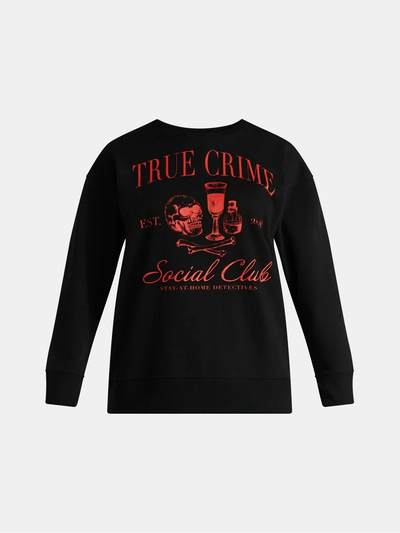 Women's Halloween True Crime Club Graphic Fleece Sweatshirt from Way to Celebrate, Sizes S-XXXL | Walmart (US)