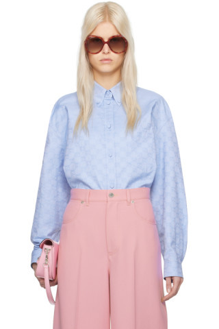 Blue Pointed Collar Shirt | SSENSE