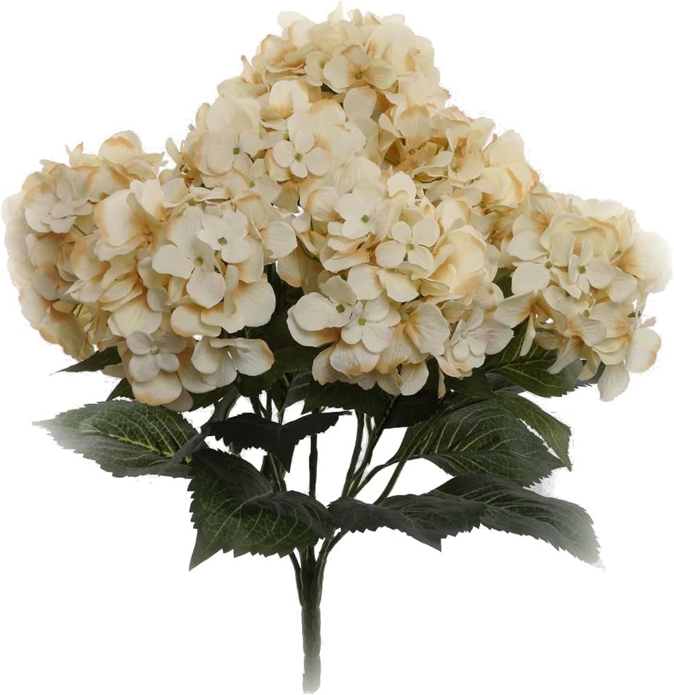Hydrangea Silk Flowers Plant Beige Indoor Home Decoration Outdoor Wedding Centerpieces Bouquets 2... | Amazon (US)